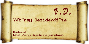 Váray Dezideráta névjegykártya